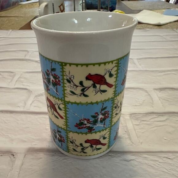 Blue Yellow Royal Norfolk With Red Cardinals on Branches Coffee/Tea Cup Mug - Picture 2 of 4